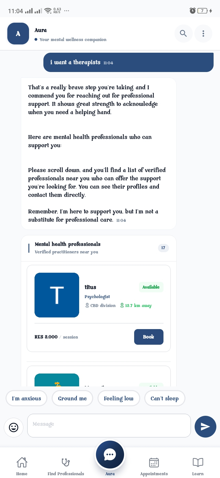 Talk to Aura, anytime — Aura AI companion chat