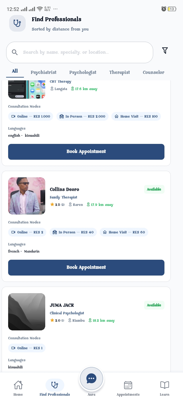 Find your professional — Find professionals screen